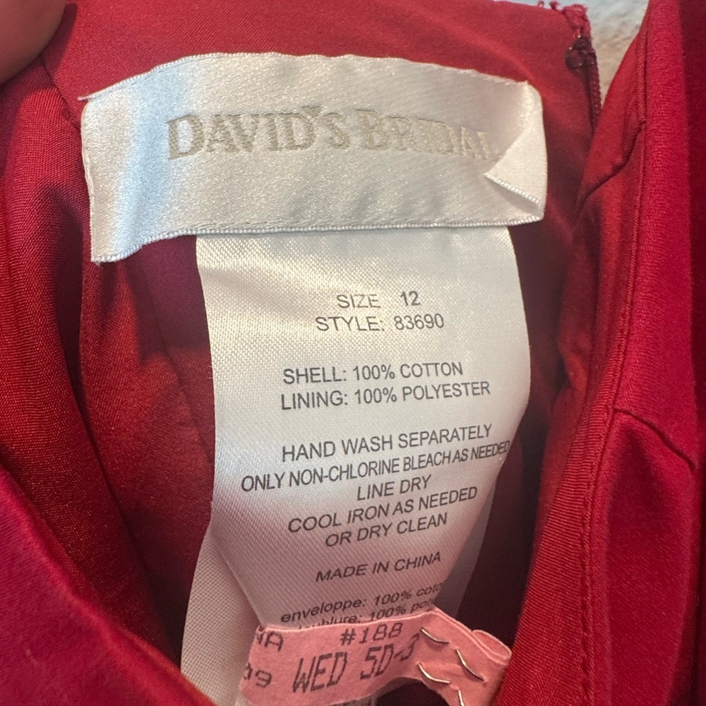 David's Bridal Strapless Red Dress - Picture 6 of 6
